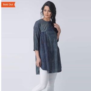JAYPORE Indigo-Madder Block printed Cotton Tunic